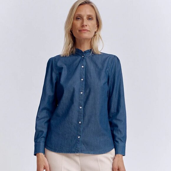 Devernois Tops - Devernois France women's long sleeve denim blouse size 36EU. US 6